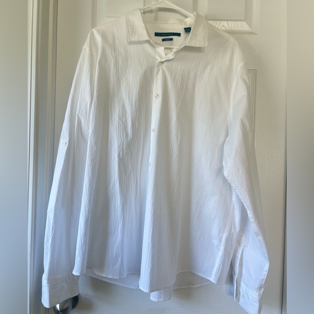 Perry Ellis White Casual Button Down Shirt NWOT